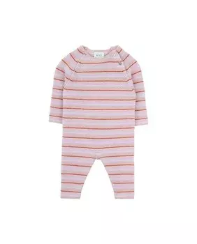 Вязаный комбинезон в полоску для девочки Knot, розовый