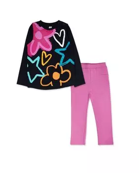 Вязаный комплект для девочки из футболки и леггинсов Tuc tuc, черный