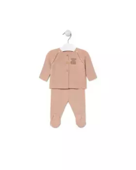 Вязаный комплект для девочки со свитером и леггинсами Tous, розовый