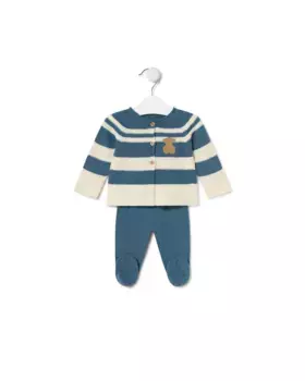 Вязаный комплект для мальчика со свитером и леггинсами Tous, синий