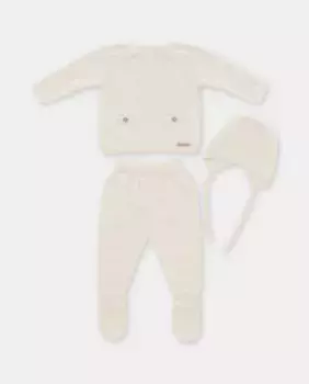 Вязаный комплект из трех предметов для мальчика песочного цвета Martn Aranda, светло-коричневый