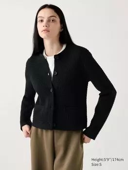 Вязаный короткий жакет Uniqlo, черный