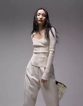 Вязаный корсетный топ в форме сердца Topshop нейтрального цвета