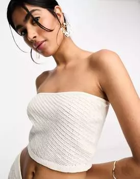 Вязаный крючком бандо NA-KD x Jessica Haller кремового цвета