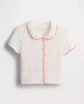 Вязаный крючком и мягкий хлопчатобумажный детский кардиган Gap, белый