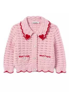 Вязаный крючком кардиган Self-Portrait Kids, розовый