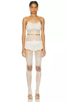 Вязаный крючком комбинезон Nastyamasha, белый