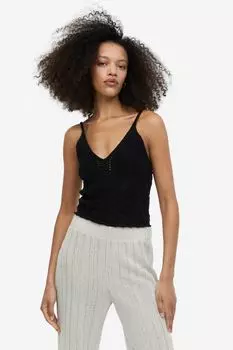 Вязаный крючком топ H&M, черный