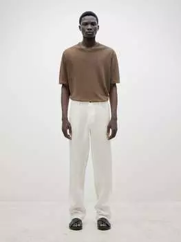 Вязаный льняной свитер с короткими рукавами Massimo Dutti, охра