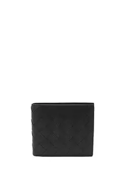 Вязаный мужской бумажник из фактурной кожи Bottega Veneta, черный