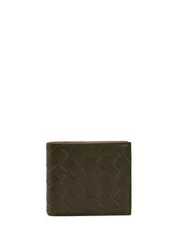 Вязаный мужской бумажник из фактурной кожи Bottega Veneta, хаки