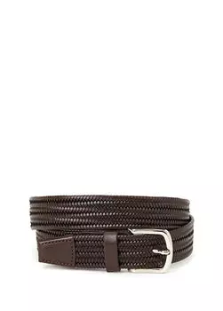 Вязаный мужской фактурный кожаный ремень Beymen Collection, коричневый