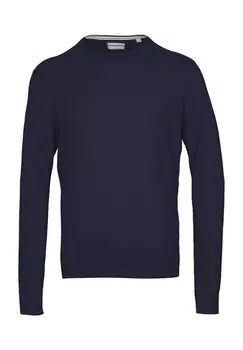 Вязаный мужской хлопковый свитер с круглым вырезом Galeria, цвет Navy Melange