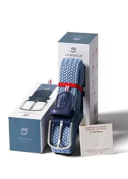 Вязаный мужской ремень portofino indigo с фактурной текстурой La Boucle