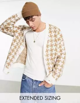 Вязаный плюшевый кардиган с гео-дизайном ASOS DESIGN