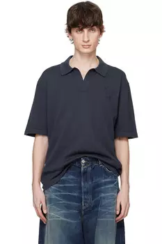 Вязаный поло с вышитой головой смелого лиса Maison Kitsun, серый