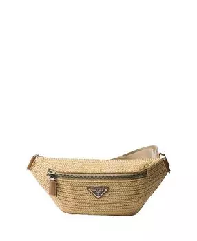 Вязаный поясной рюкзак Prada, коричневый/бежевый