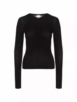 Вязаный пуловер с драпировкой Saint Laurent, черный