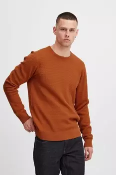 Вязаный пуловер с круглым вырезом и фактурой Blend, коричневый