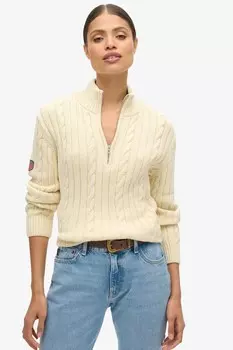 Вязаный регбийный джемпер хенли Superdry, белый