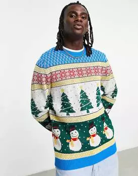 Вязаный рождественский джемпер ASOS DESIGN с узором снеговика