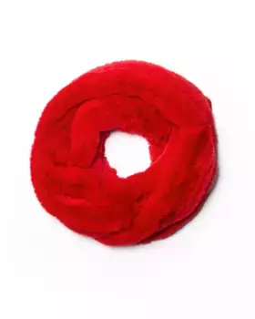 Вязаный шарф-инфинити из меха рекса красного цвета Maximilian, красный