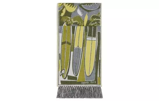 Вязаный шарф мужской HERMES, зеленый