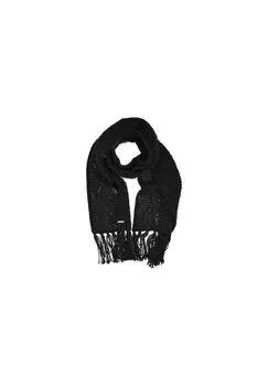 Вязаный шарф с бахромой 180х30 узором «косы» 19180-0 SEEBERGER, цвет Schwarz One Size
