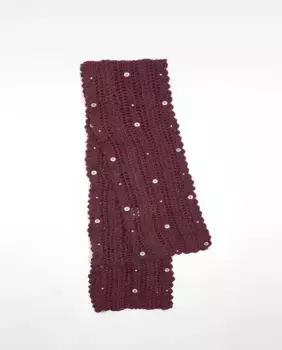 Вязаный шарф с декоративными пуговицами Parfois, цвет Burdeos