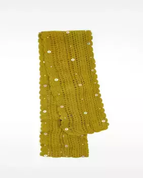 Вязаный шарф с декоративными пуговицами Parfois, зеленый