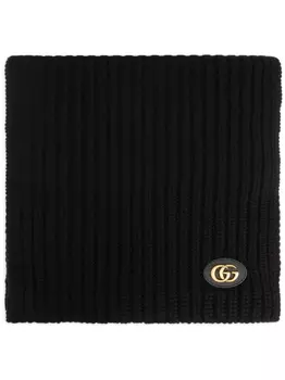 Вязаный шарф с нашивкой-логотипом Gucci, черный