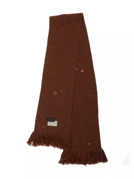 Вязаный шарф с нашивкой-логотипом MM6 Maison Margiela, коричневый