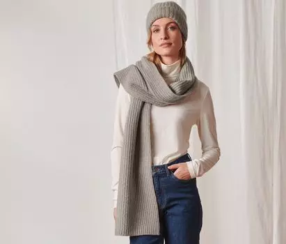 Вязаный шарф Tchibo, серо-коричневый