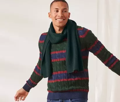 Вязаный шарф Tchibo, темно-зеленый