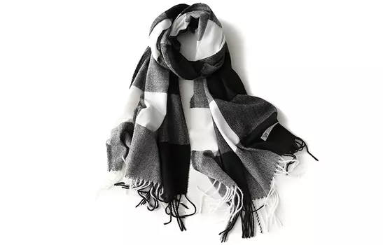 Вязаный шарф унисекс FREE RABBIT, Black White Plaid+Christmas Box