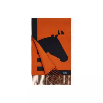 Вязаный шарф унисекс Hermes, черный/оранжевый