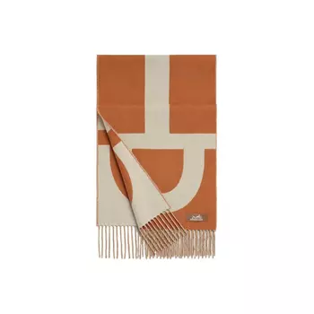 Вязаный шарф унисекс Hermes, оранжевый/белый