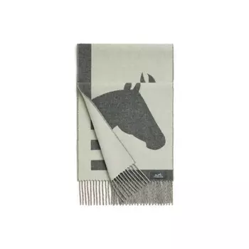 Вязаный шарф унисекс Hermes, серый/белый