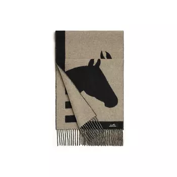 Вязаный шарф унисекс Hermes, черный/бежевый