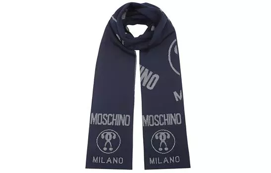 Вязаный шарф унисекс MOSCHINO, Marine Blue Khaki Multicolor