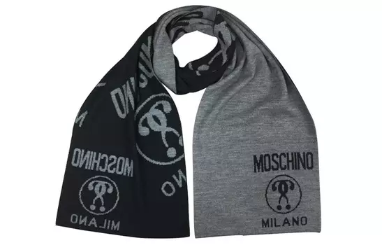 Вязаный шарф унисекс серые MOSCHINO