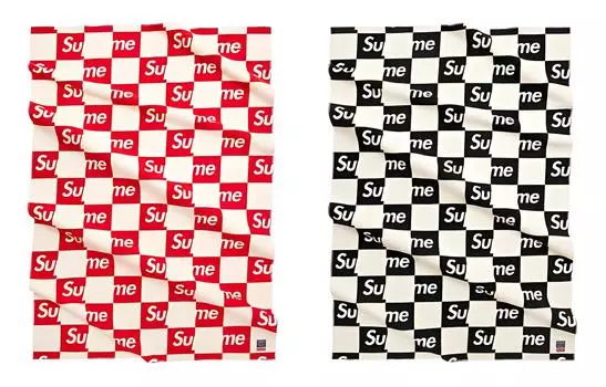 Вязаный шарф унисекс Supreme, Red White Plaid