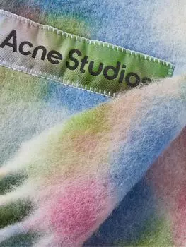 Вязаный шарф Varinga Tie-Dyed с бахромой ACNE STUDIOS, зеленый