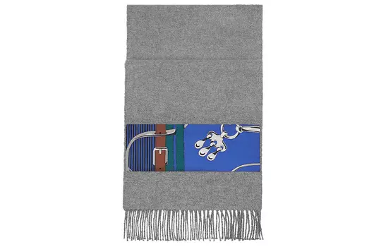 Вязаный шарф женский, разноцветный, серые HERMES, Mixed Gray