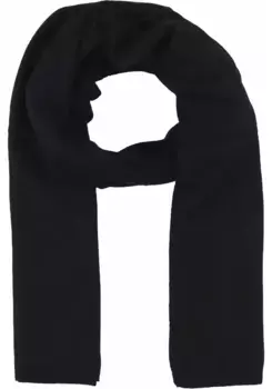 Вязаный шарф Zwillingsherz, тонкая вязка, чистый кашемир, манжеты в рубчик, черный