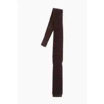 Вязаный шелковый галстук Corneliani, коричневый