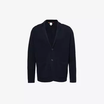 Вязаный шерстяной блейзер с V-образным вырезом Paul Smith, синий