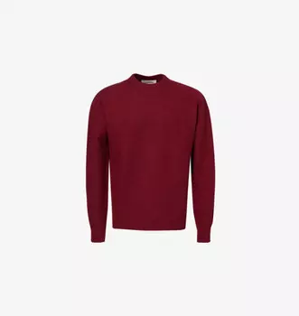 Вязаный шерстяной джемпер с круглым вырезом Jil Sander, красный