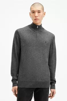 Вязаный шерстяной свитер KILBURN ZIP FUNNEL Allsaints, серый