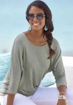 Вязаный свитер 3/4-ARM LASCANA, цвет khaki